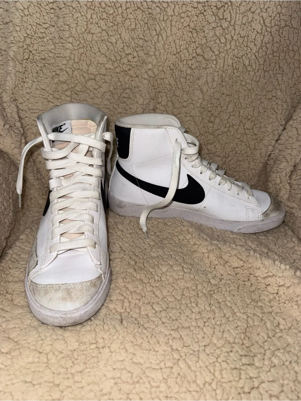 Nike White and Black High-Top Sneakers